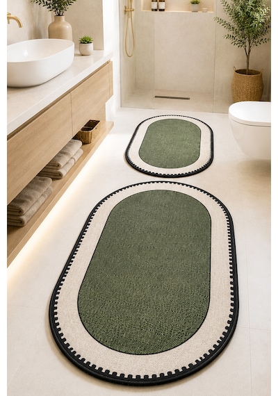 Nehogreen Oval 60x100 50x60 Kaydırmaz Tabanlı 2'li Banyo Paspas Seti Takımı 2li Oval