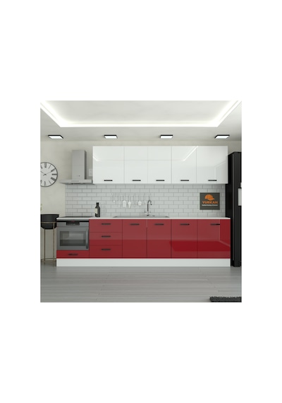 300 Cm Mutfak Dolabı Mdf Kapak Tezgah Dahil Yrkn315 101 Kırmızı