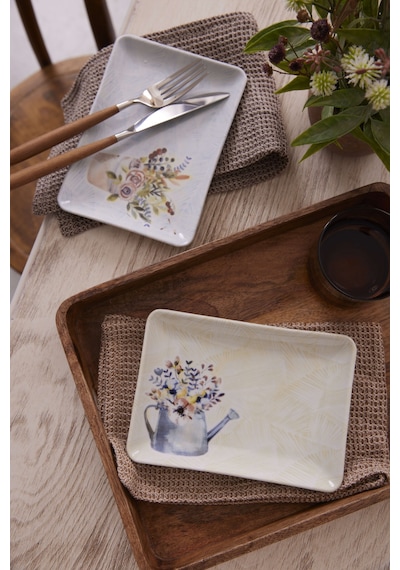 Kütahya Porselen Botanical Etch 18x13 4 Parça Düz Tabak 10279552