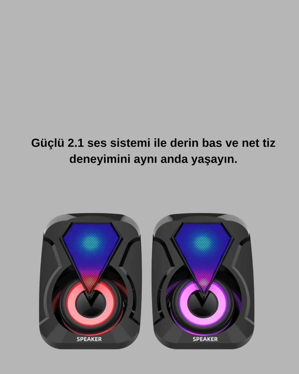 Tek 2+1 Rgb Led Işıklı Güçlü Bas Sistemli Bilgisayar Hoparlörü Najmaddin