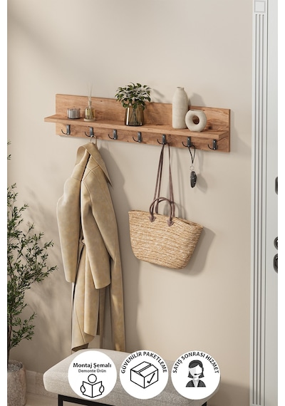 Bofigo Portmanto Duvar Askılığı Elbise Askılığı Yıldız Çam 91 Cm Çam
