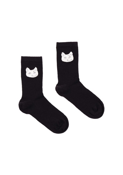 Faik Sönmez Kedi Jakarlı Soket Çorap W26crp015 Uw26crp01510 Siyah