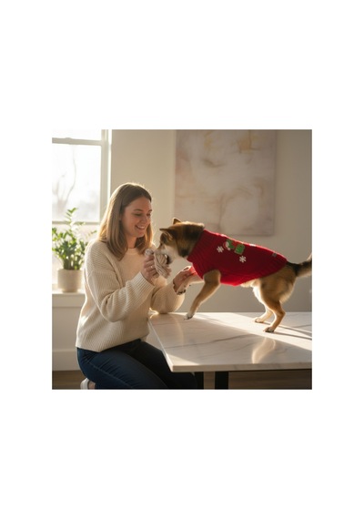 Kedi Ve Köpek İçin Kırmızı Ho Ho Ho Yeni Yıl / Noel Kazağı