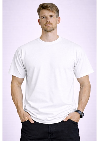 Herkesemoda Break Boundaries Yazı Detaylı Basic T-shirt Beyaz
