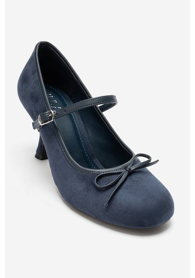 Luvi Shoes Acland Lacivert Süet Fiyonklu Kadın Topuklu Ayakkabı