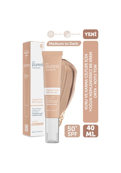 The Purest Solutions Kuru ve Karma Ciltler İçin Yoğun Nemlendirici BB Krem, SPF 50 + 40 ml – Orta / Koyu Ton