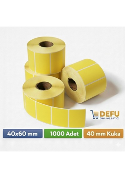 40x60mm Sarı Eczane Etiketi Termal 1000li Sarım 40lık Kuka Diğer