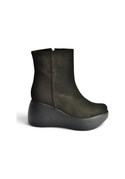 Fox Shoes Z946051902 Siyah Süet Dolgu Tabanlı Kadın Bot