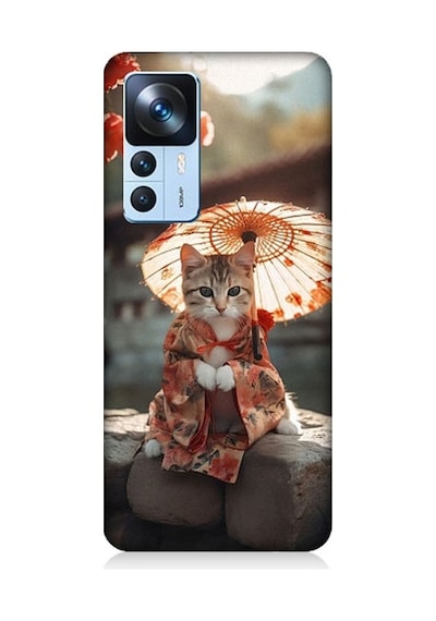 Xiaomi Mi 12t Uyumlu Geyşa Kıyafetli Kedi Desenli Silikon Kılıf