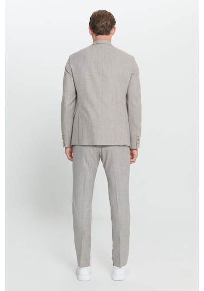 Ac&co Erkek Acıkahve Slim Fit Dar Kesim Kırlangıç Yaka Desenli Takım Elbise