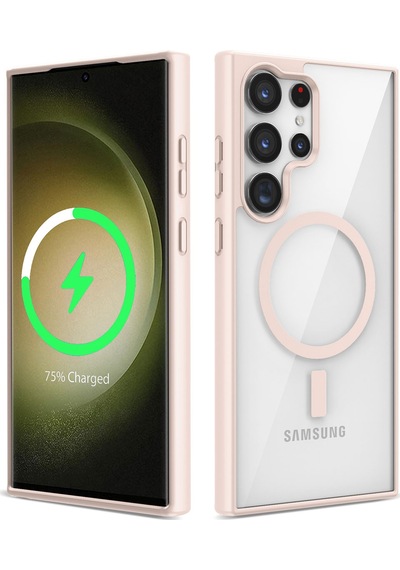 Galaxy S23 Ultra Uyumlu Magsafe Wireless Şarj Özellikli Silikon Klfs Ege Kılıf-pembe Pembe