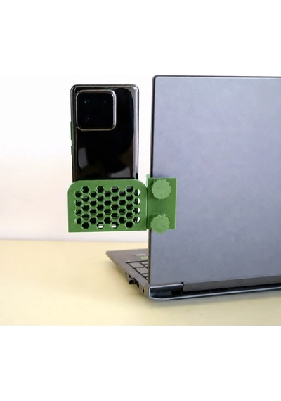 3d Baskı Monitor Telefon Tutucu - Petek Desenli Laptop Kenar Telefon Tutucu-yeşil Çok Renkli
