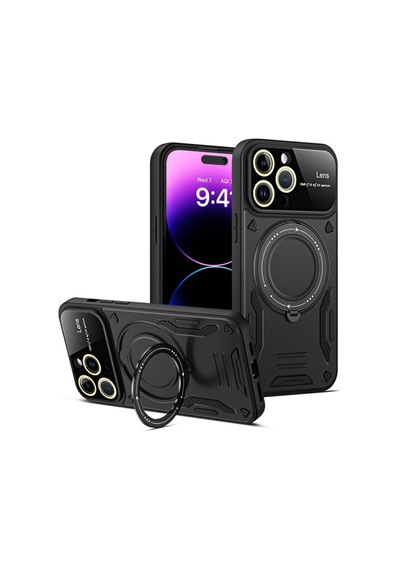 Apple iPhone Uyumlu 16 Pro Max Kılıf Joy Lens Standlı Kapak - Siyah Bzsxx00 1