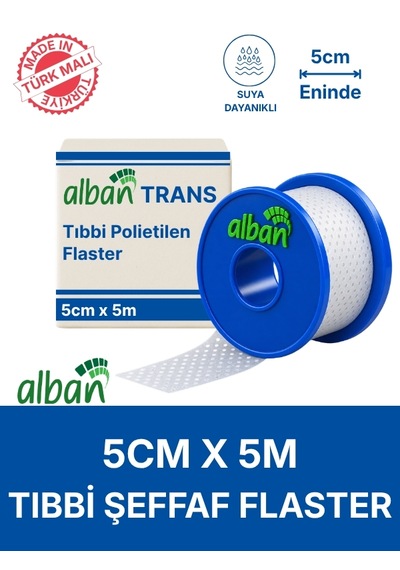 Pe 5cm X 5m, 10 Kutulu Set, Şeffaf Perforeli Flaster. Hipoalerjenik, Nefes Alabilen, Cilde Dost, Suya Dayanıklı
