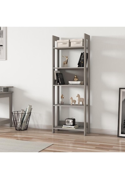 Country Dekoratif 5 Raflı EvOofis Kitaplık, Modern Kütüphane - Gri Country Dekoratif 5 Raflı EvOofis Kitaplık, Modern Kütüphane - Gri