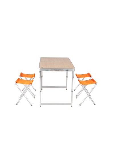 Aygaz Alüminyum Katlanır Kamp Masası Ve Tabure Seti Açık Kahverengi