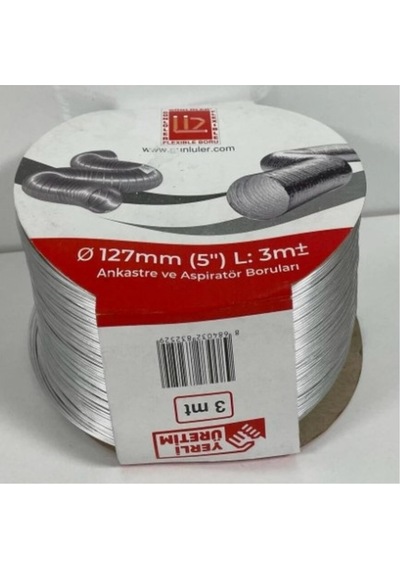 Flex Ø 127 Mm 3 Mt Alüminyum Telli Izolesiz Esnek Hava Kanalı - Davlumbaz Ve Aspiratör Borusu