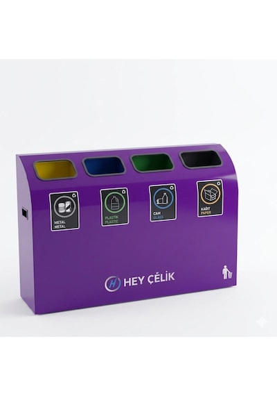 4 Lü Sıfır Atık Geri Dönüşüm Ünitesi Gd-058 Profesyonel Metal Atık Ayrıştırma Sistemi Hey Çelik