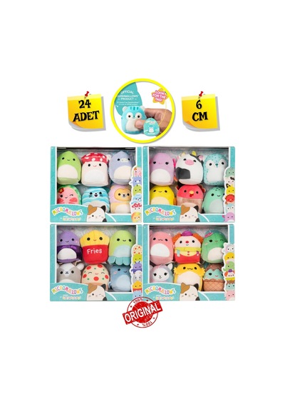 Micromallows Squishmallows Mini Yumuşak Peluş Oyuncak 24 Lü Figür Seti - 6 Cm Çok Renkli