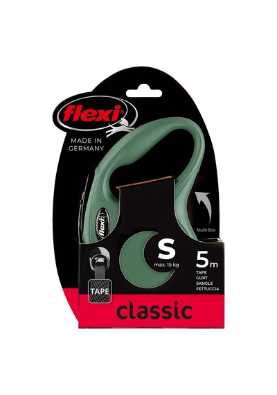 Flexi New Classic S Beden Yeşil 5 Mt Şerit Tasma Açık Mavi
