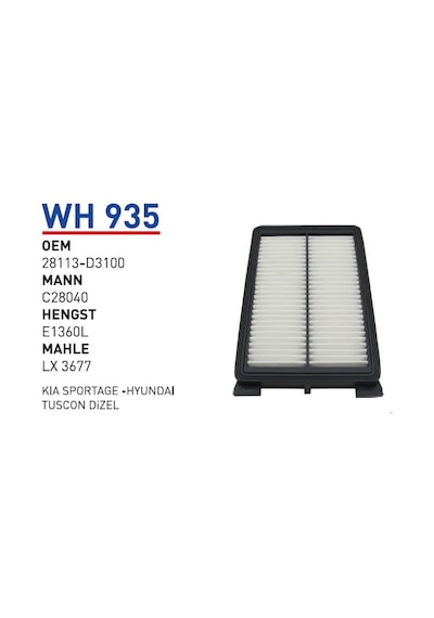 WUNDER WH935 HAVA FİLTRESİ - KİA SPORTAGE -HYUNDAI TUSCON DİZEL