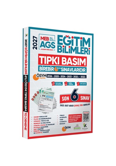 2027 MEB-AGS EĞİTİM BİLİMLERİ ÖSYM Tıpkı Basım Çıkmış Soru 6lı Deneme Paketi Video Çözümlü TürkiyeG.