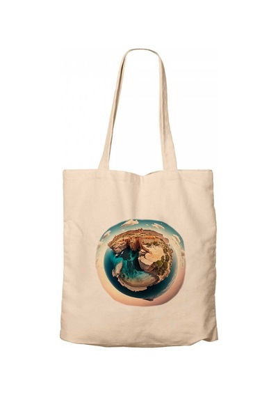 Planet Krem Fermuarlı Bez Çanta Gabardin