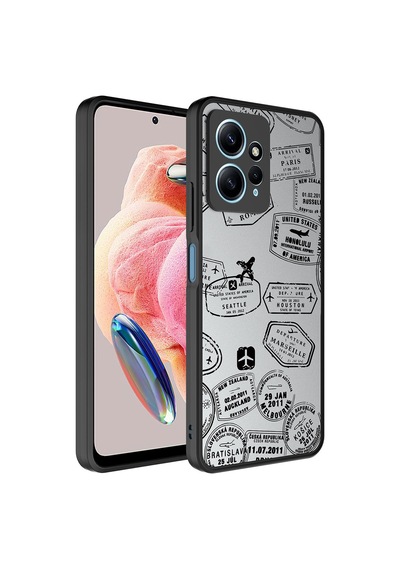 Xiaomi Redmi Note 12 4g Kılıf Aynalı Desenli Kamera Korumalı Parlak Zore Mirror Kapak - Fragile