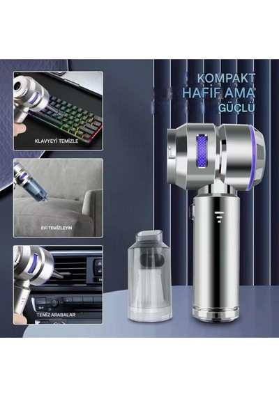 El Tipi Elektrikli Süpürge 100w Güçlü Motor Usb Şarjlı Araç Ev Koltuk Tüy Temizleyici