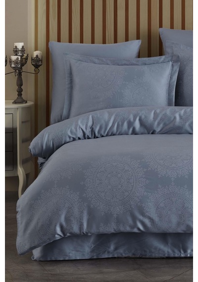 Varol Laura Home Tencel Jakar Nevresim Takımı Çift Kişilik - Nothingham İndigo Düz Renk