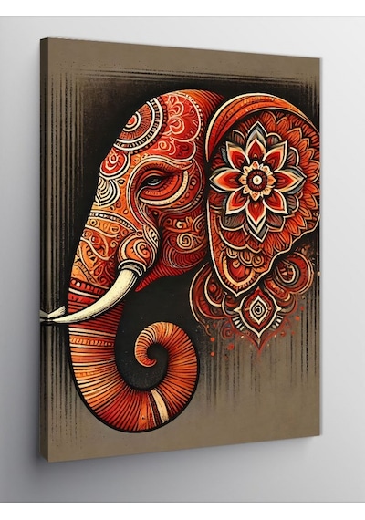 Kanvas Tablo Fil Ve Mandala Deseni 100cmx140cm