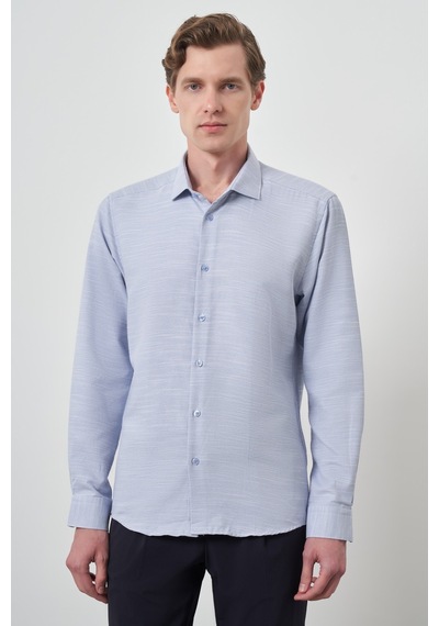 Morven Erkek Mavi Slim Fit İtalyan Yaka Gömlek 25mc004021300 Mavi