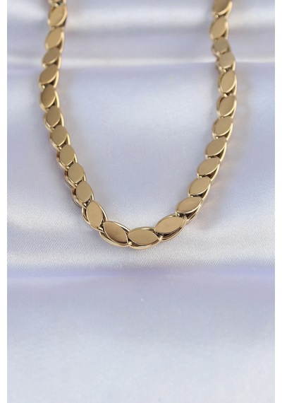316l Çelik Gold Renk Arpa Model Kolye 001 - Beyaz