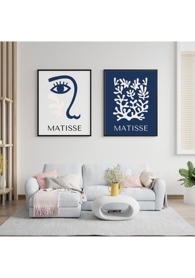 Mavinin Güzelliği Matisse Duvar Tablosu Çerçeveli 2'li Set Siyah Renk 21 X 30 Boyut/ebat