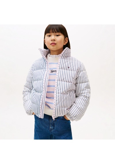 Tommy Hilfiger Mixed Stripe Puffer Çocuk Pembe Mont Kg0kg08658 Çok Renkli