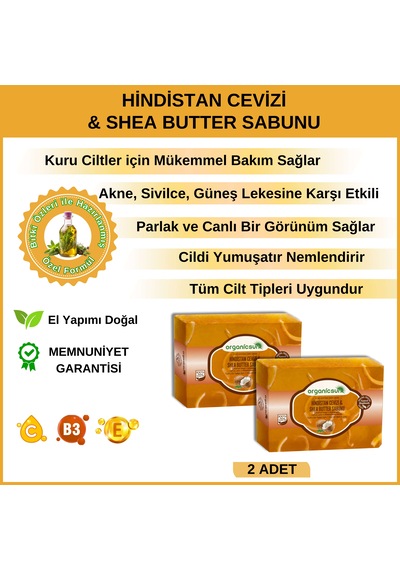 Organicsun Doğal Hindistan Cevizi & Shea Butter Sabunu 140 Gr X 2 Adet Tüm Cilt Tipleri İçin Besleyici Ve Onarıcı Etkili