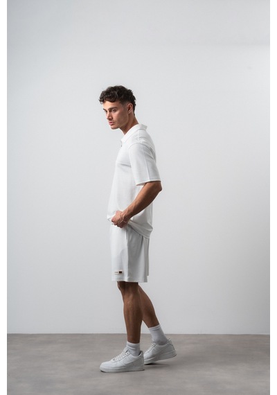 Erkek Polo Yaka Regular Fit T-shirt Şort Takım Ekru
