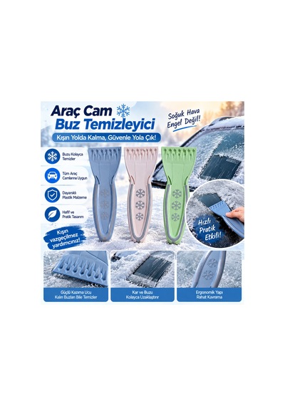 Araç Cam Buz Kazıyıcı Kar Ve Buz Temizleme Aparatı Ergonomik Saplı Oto Cam Temizleyici - 925200701 Diğer
