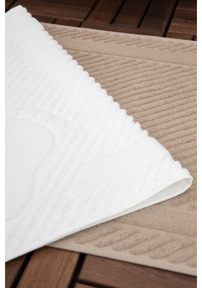 Leoline %100 Pamuk Premium 2'li Ayak Havlusu - Kahve - Beyaz Kahve - Beyaz