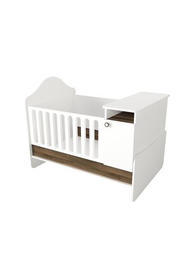 Dekorister Lora Baby Büyüyen Beşik Beyaz-Ceviz Ahşap - Beyaz