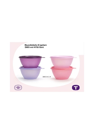 4'lü Buzdolabı Kapları 380ml Çok Renkli