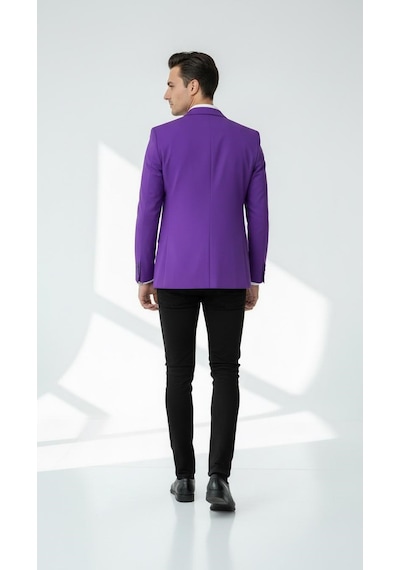 Plus Scorpion Erkek Mono Yaka Tek Düğmeli Çift Yırtmaçlı Blazer Ceket Premium Dokuma Kumaş, 8 Renk Mor Plus Scorpion Erkek Mono Yaka Tek Düğmeli Çift Yırtmaçlı Blazer Ceket Premium Dokuma Kumaş, 8 Renk Mor