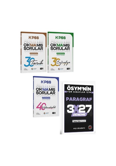 Akademi Denizi Kpss Tarih + Coğrafya + Vatandaşlık Çıkmamış Sorular 100 Deneme 3 Lü Set + Evp Akademi Paragraf