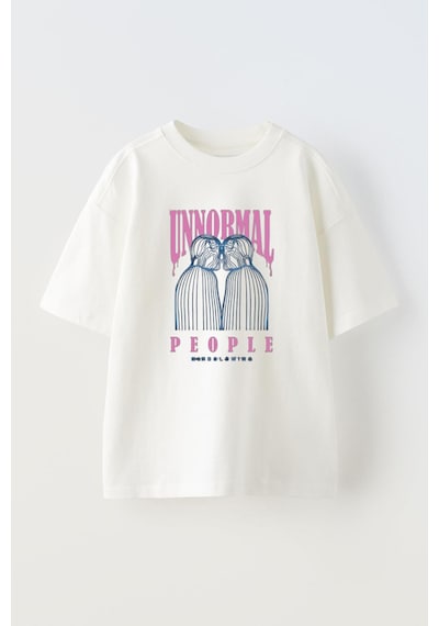Thewert Unisex Unnormal People Tasarım Baskılı Pamuk Beyaz Oversize T-shirt