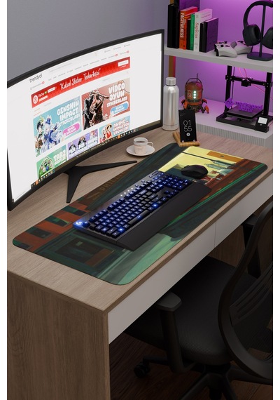 Nighthawks Gece Kuşları Tablo Hopper V5 90x40 Xxl Gaming Kauçuk Kaymaz Taban Mouse Pad Fare Altlığı
