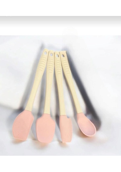 Silikon 4lü Spatula Kaşık Seti Silikon Pembe Diğer