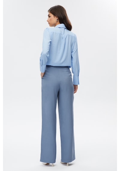 Stella Pulvis Mavi Pileli Wide Leg Pantolon 001