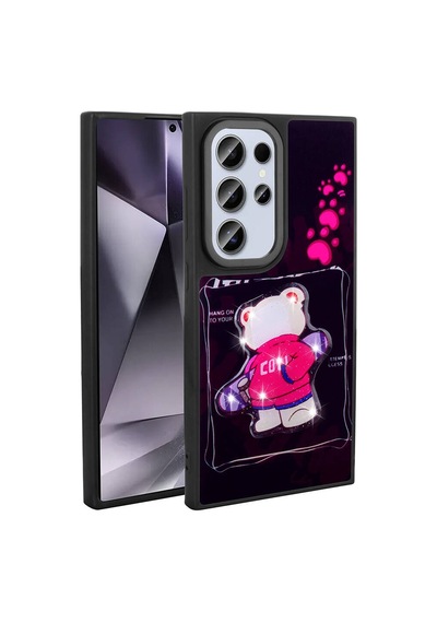 Zore Samsung Galaxy Uyumlu S24 Ultra Kılıf Parlayan Kabartmalı İkonik Figürlü Nvth Amas Silikon Kapak - Pembe