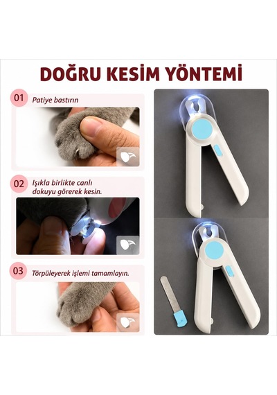 Işıklı Törpülü Evcil Hayvan Tırnak Makası