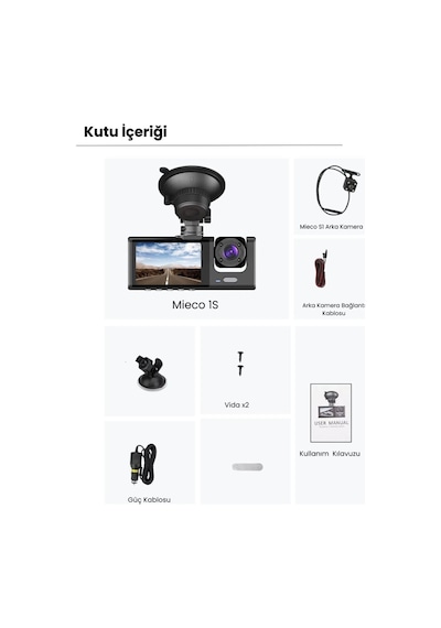Akıllı Full Hd 3 Kameralı Araç İçi Güvenlik Kamerası Ön-arka-iç Kayıt, Park Modu